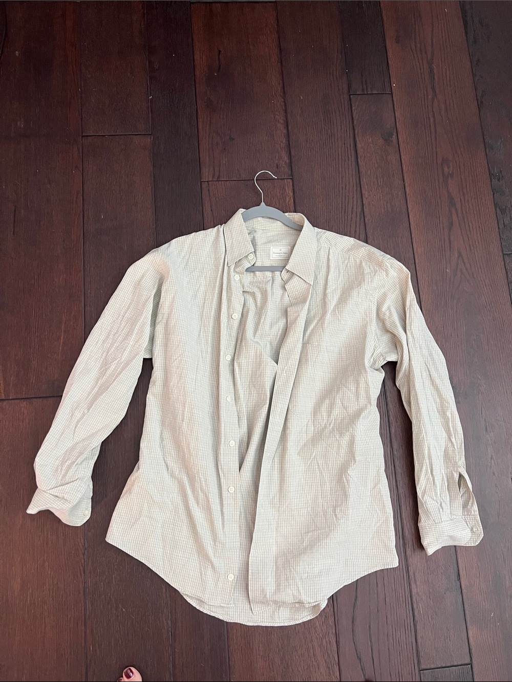 Ermenegildo Zegna Light Beige Checked Button-Down Shirt